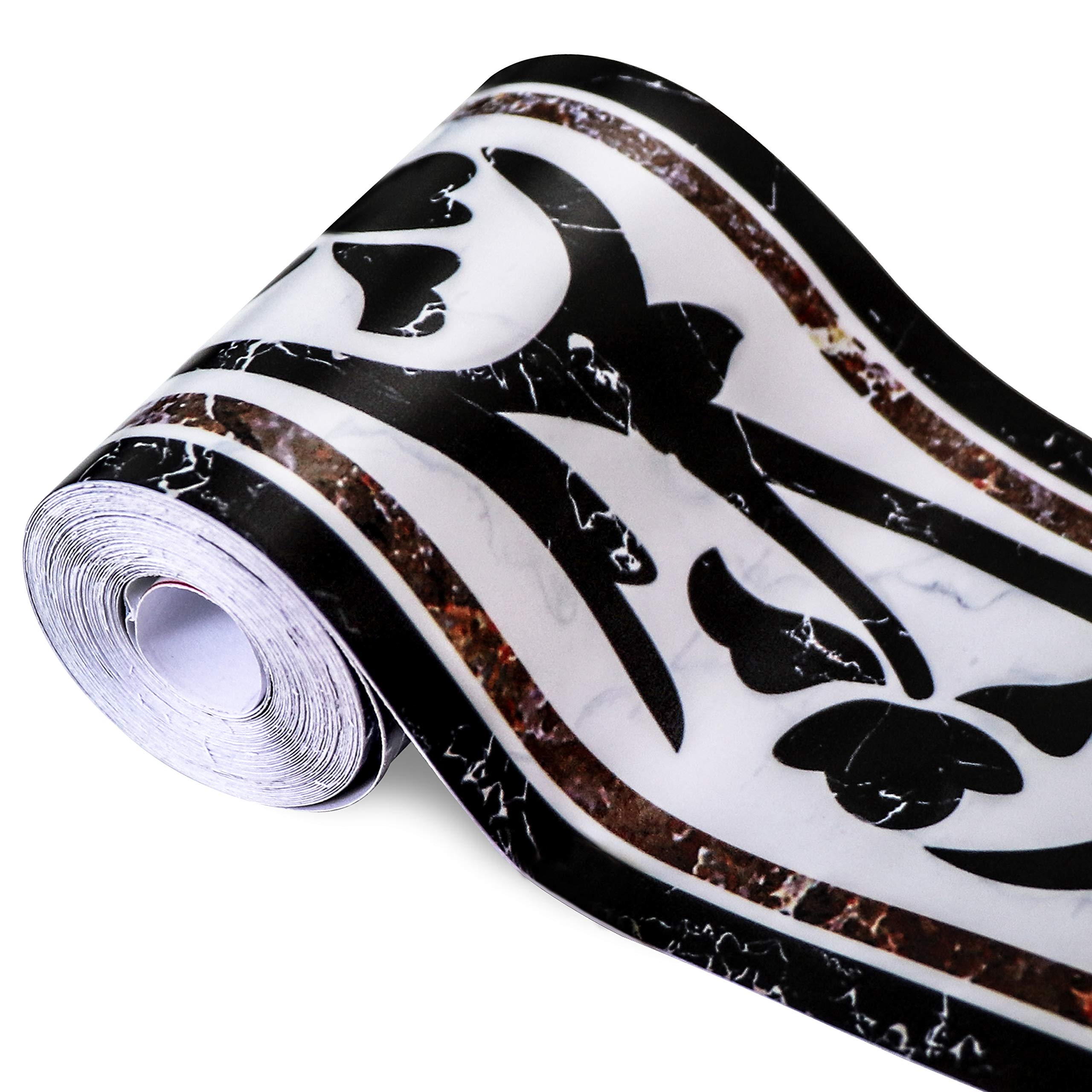 Soyizom PVC Wallpaper Border Modern Geometric Wall Covering Borders Sticker Peel and Stick Wall Border Backsplash Self-Adhesive Border Decortaive Tile Stickers Kitchen Cabinet Toilet Border