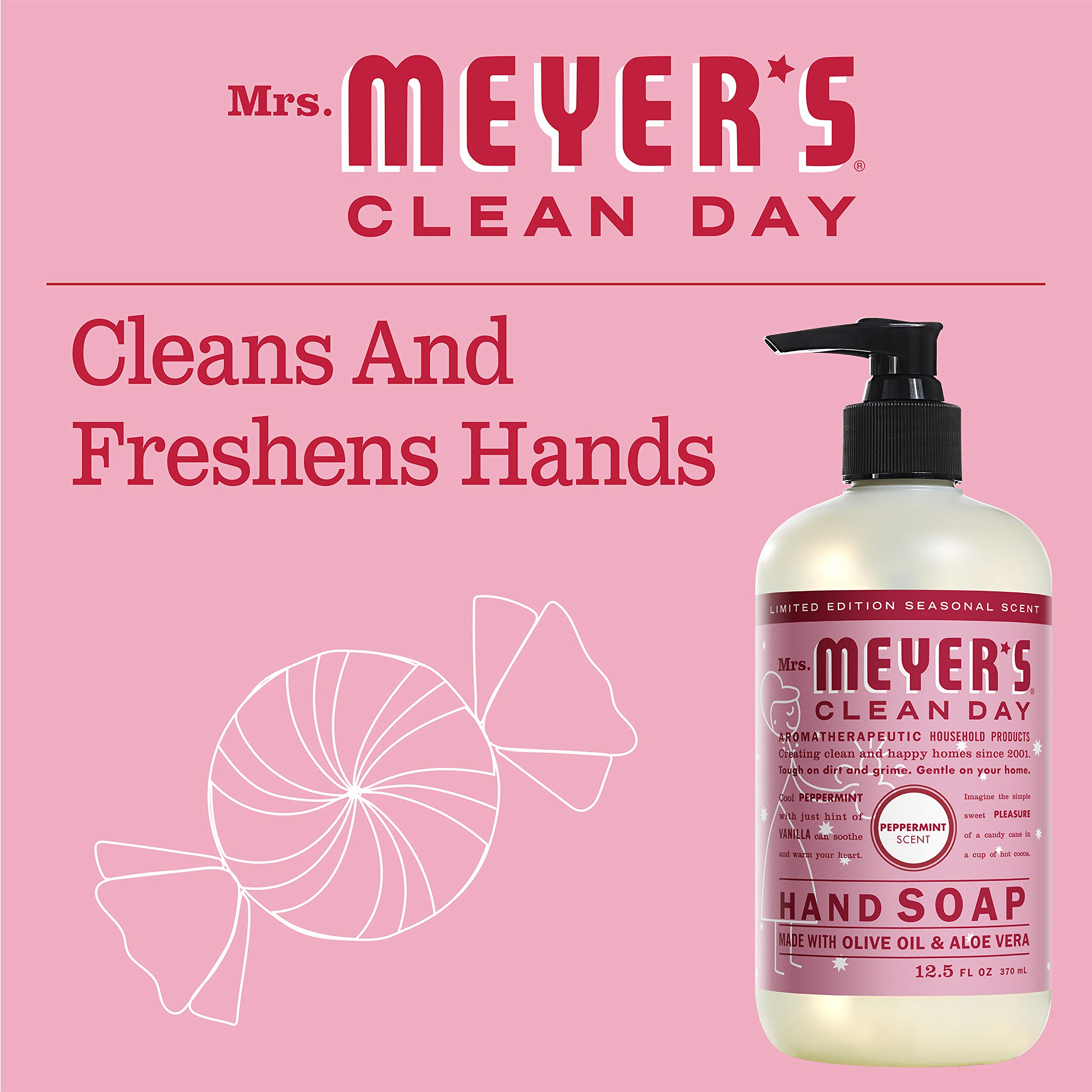 Mrs. MEYER'S CLEAN DAY Liquid Hand Soap, Peppermint, 12.5 oz (Pack of 3)