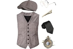EFORLED Halloween 1920s Mens Costume Accessories Set,Great Gatsby Clothing,Roaring 20s Pocket Watch,Mafia Mobster Hat