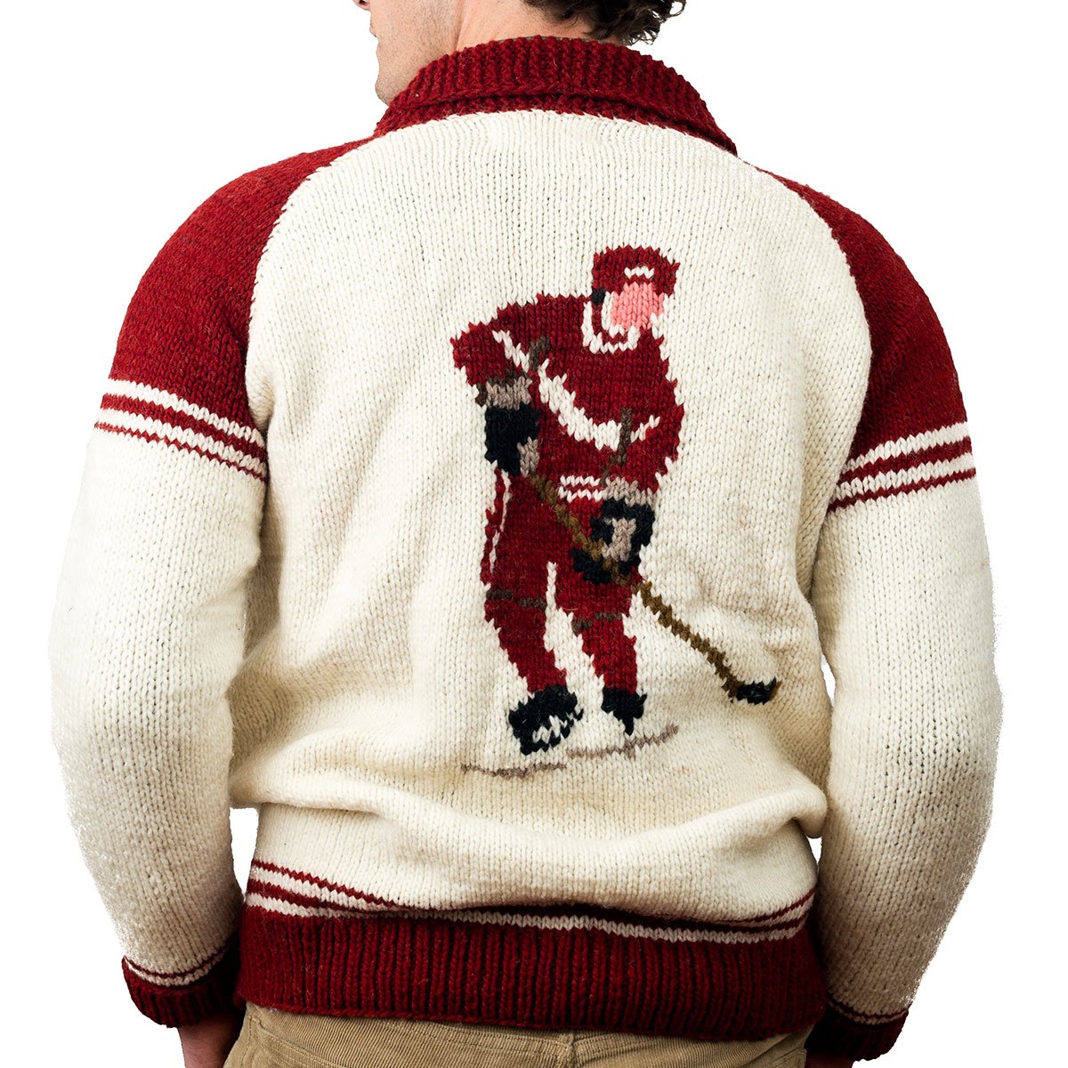 Hockey Wool Cardigan Sweater (Medium) Clothing