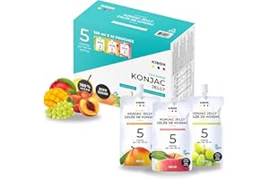 Kibon Konjac Jelly Variety Pack, 12x 150mL, 5 Calories per Pouch, Vegan, Zero Sugar, Mango, Peach, Shine Muscat Grape Flavour