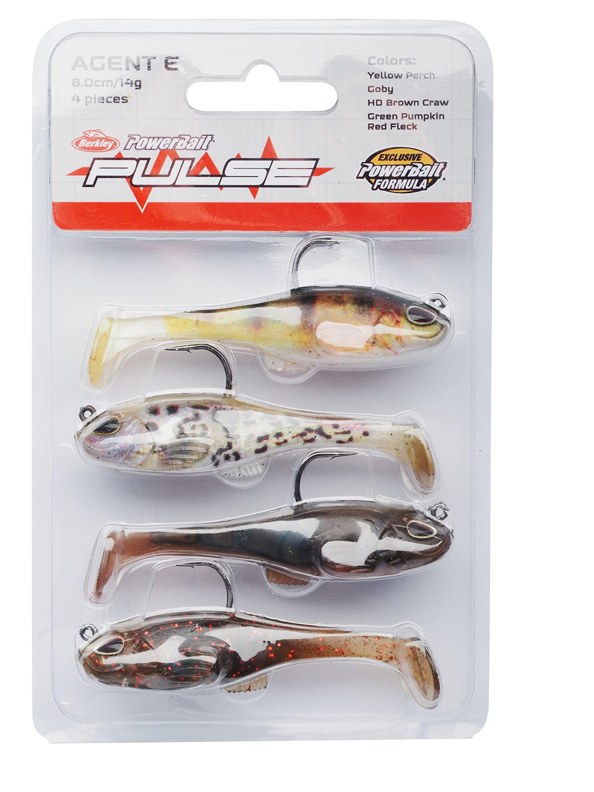 Berkley Pulse Agent E Soft Lure Pack, 4 Lures, Perfect Goby Imitations, Well-Suited to Jigging, Retrieving, and Vertical Fishing. Four Fish-Catching Colours Per Pack, 10g | 5.5cm