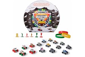 Monster Jam Mini Holiday Advent Calendar, 24 Days of Mini Monster Trucks and Accessories, 1:87 Scale, Kids Toys for Boys and Girls Ages 3 and up