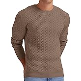Askdeer Men's Pullover Sweater Crewneck Cable Knit Long Sleeve Sweater Classic Soft Knitted Sweaters with Ribbing Edge