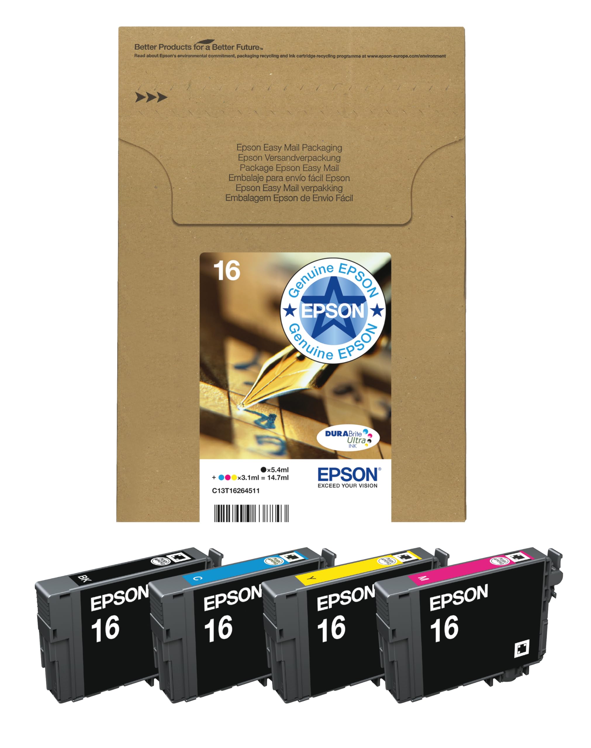 Epson 202 Kiwi Genuine Multipack, 5-colours Ink Cartridges, Eco-Friendly Packaging, Claria Premium Ink