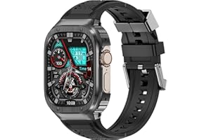 Deczone Band with Stainless Steel Case Compatible with Apple Watch Series Ultra 1 2 3 49mm Band, iwatch Bands Rugged Metal Protective Cover for Men (Grey)