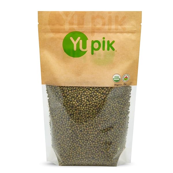 YUPIK ORGANIC MUNG BEANS, 2.2 LB (35.3 OZ), USDA CERTIFIED, KOSHER, GLUTEN-FREE, DRIED LEGUMES, EXCELLENT SOURCE OF PROTEIN & FIBER, PERFECT FOR SPROUTING, SOUPS & SALADS