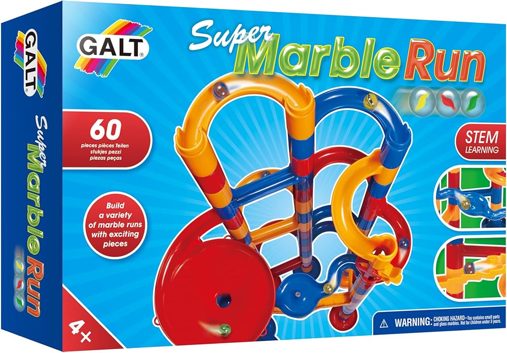 Galt Super Marble Run 60pc Construction Set STEM Learning Toy for Ages 4+