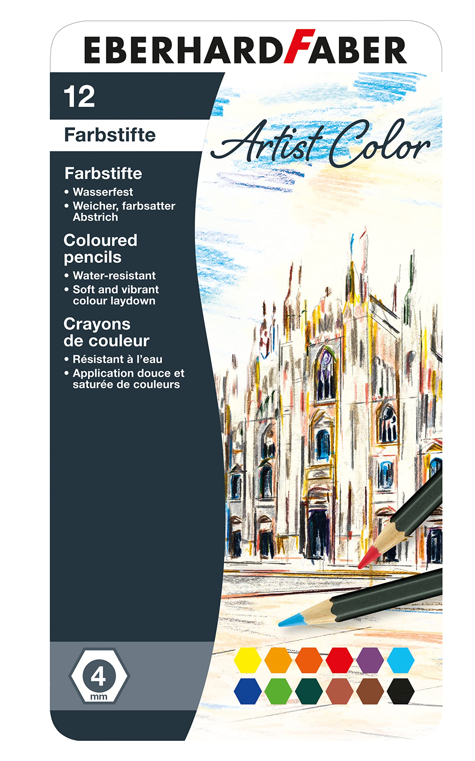 Eberhard Faber Artist Color Colour Pencils - Tin, Set of 12