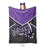 Batorkpl Cheerleader Blanket for Girls Women, Cheerleading Gifts for Team, Cheer Gifts for Cheerleaders (Purple,50x60 in)