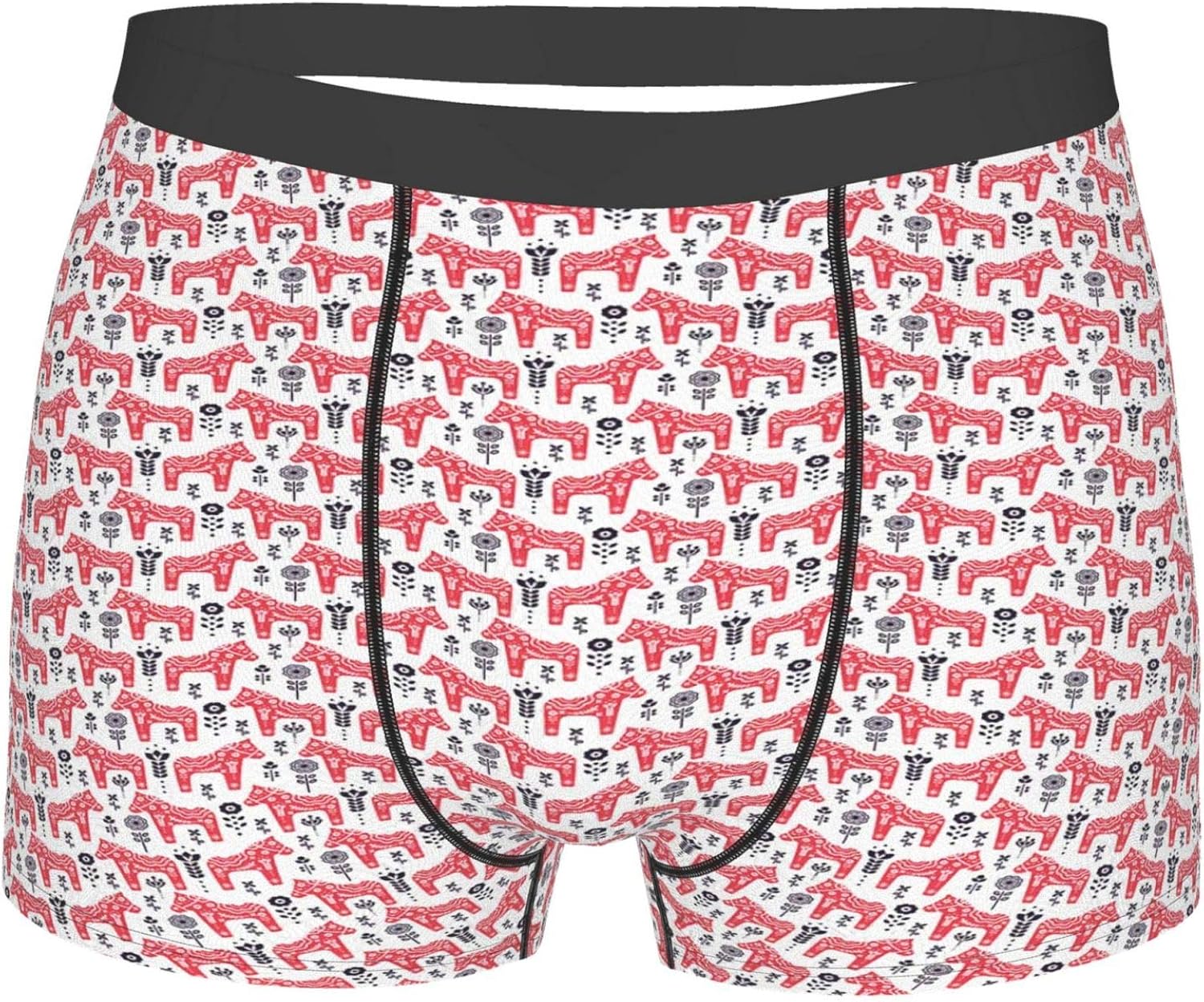 Men's Underwear,Folk Inspired Swedish Dala Horse With Floral Ornaments