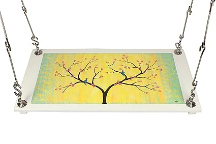 Outdoor Plywood Hanging Swing Set/Jhula with Hand Painted Modern Art for Home and Garden (Upto 200kgs of Human Weight)