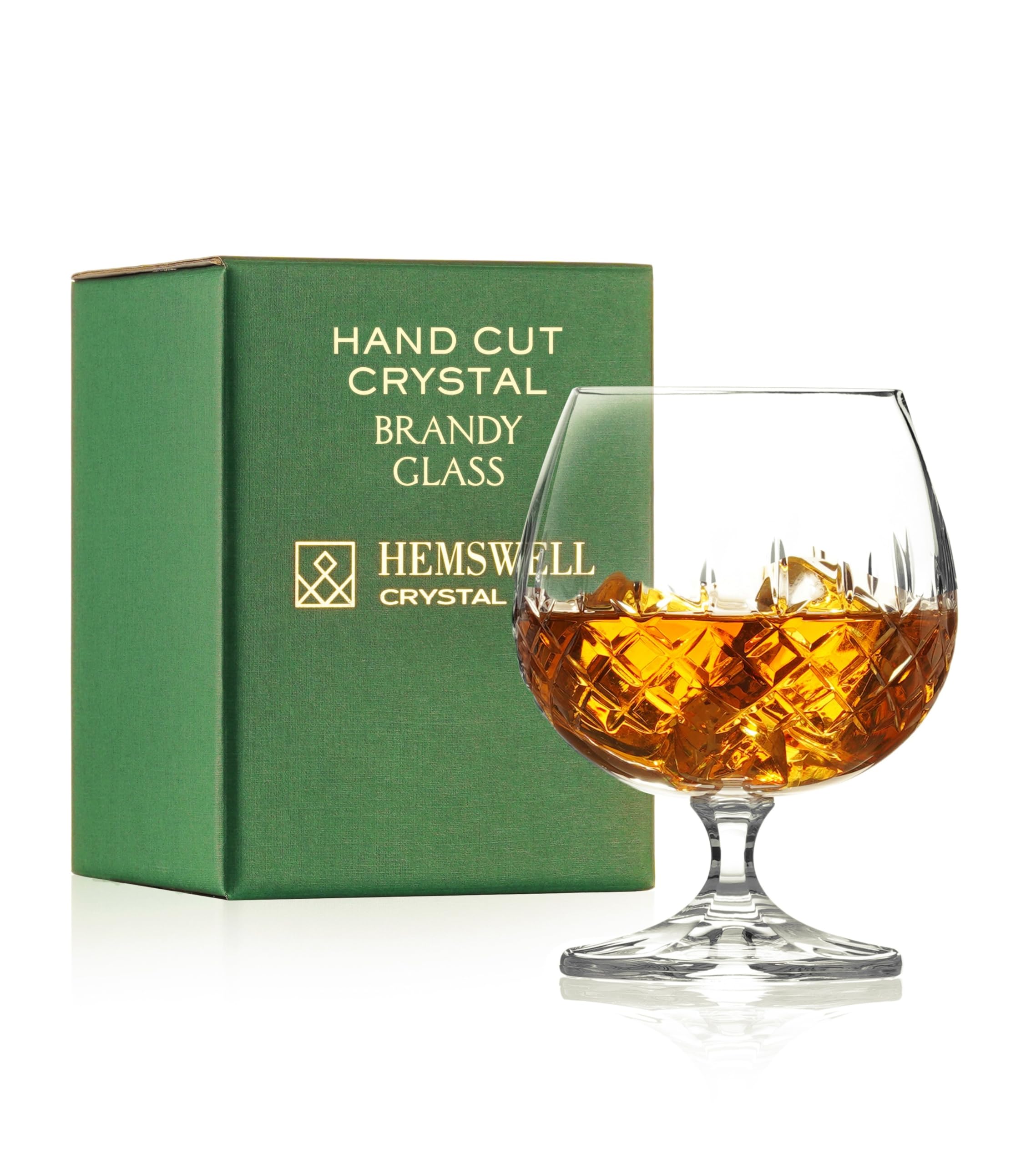Hemswell Crystal Single Brandy Glass - Cut Crystal Cognac Snifter with Presentation Box - Goblet 250ml - Wicklow