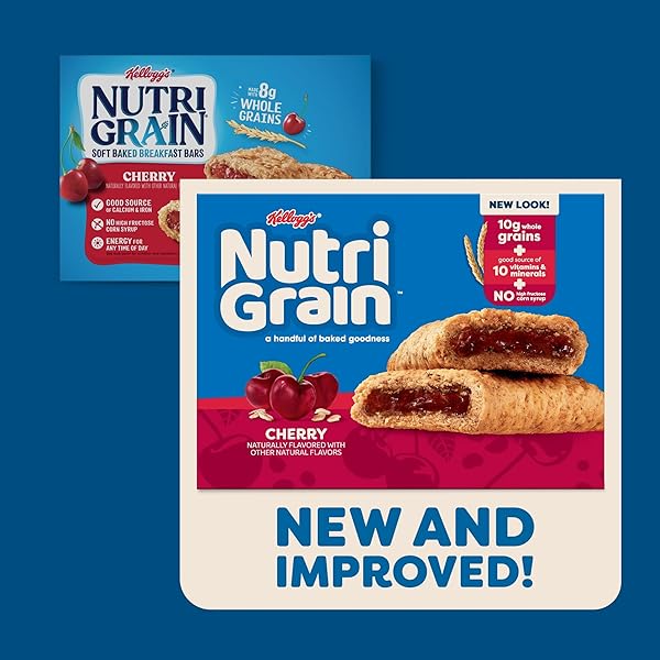 NUTRI-GRAIN SOFT BAKED BREAKFAST BARS, KIDS SNACKS, WHOLE GRAIN, CHERRY, 10.4OZ BOX 6 BOXES (48 COUNT)