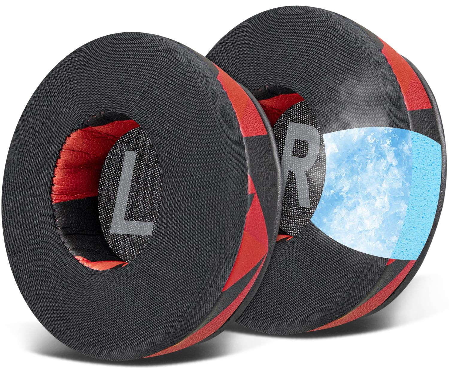 SOULWIT Cooling Gel Earpads Replacement for AKG N60/N60NC Wireless(Do Not Fit N60NC Wired) On-Ear Headphones, Ear Pads Cushions with High-Density Noise Isolation Foam - Red Storm