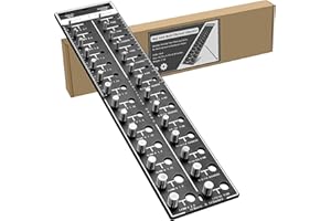 DASUNWAT Thread Checker, 28 Nut and Bolt Thread Checker, 14 Metric & 14 Standard Sizes, Bolt Nut Identifier Gauge with Inch and Centimeter Ruler, Solid Aluminum Bolt Size Board and Thread Gauge, Black