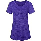 Workout Tops for Women Short Sleeve Shirts for Women Quick Dry Line Decor Yoga Tops