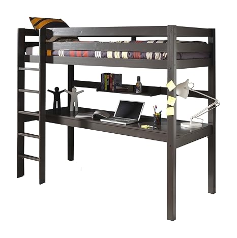 Vipack PICOOLBUHP15 Hochbett Pino, Maße 210 x 180 x 105 cm, Liegefläche 90 x 200 cm, Kiefer massiv taupe lackiert