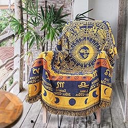 Boho Throw Blankets Woven Reversible Cotton