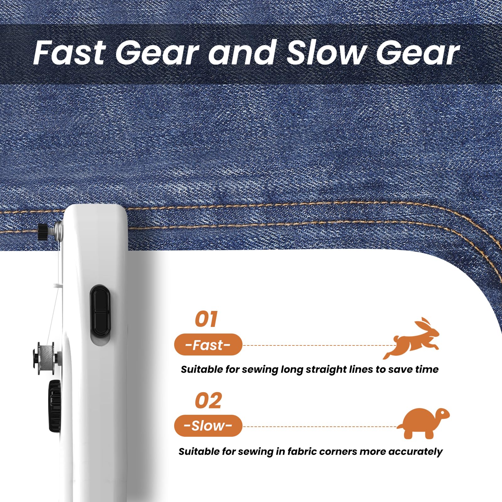 Handheld Sewing Machine for Beginners, Portable Mini Sewing Machine with Two Speed Modes, Easy to Operate and Fast Stitch Suitable for Clothes, Fabrics and Quick Home Repairs