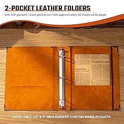 Ovesmusl Leather 3 Ring Binder Fits 8.5"x11" Letter