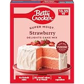 Betty Crocker Delights Super Moist Strawberry Cake Mix, 13.25 oz | Pudding In The Mix For Moist Texture, Doubles As Cupcake Mix, America's #1 Cake Mix Brand
