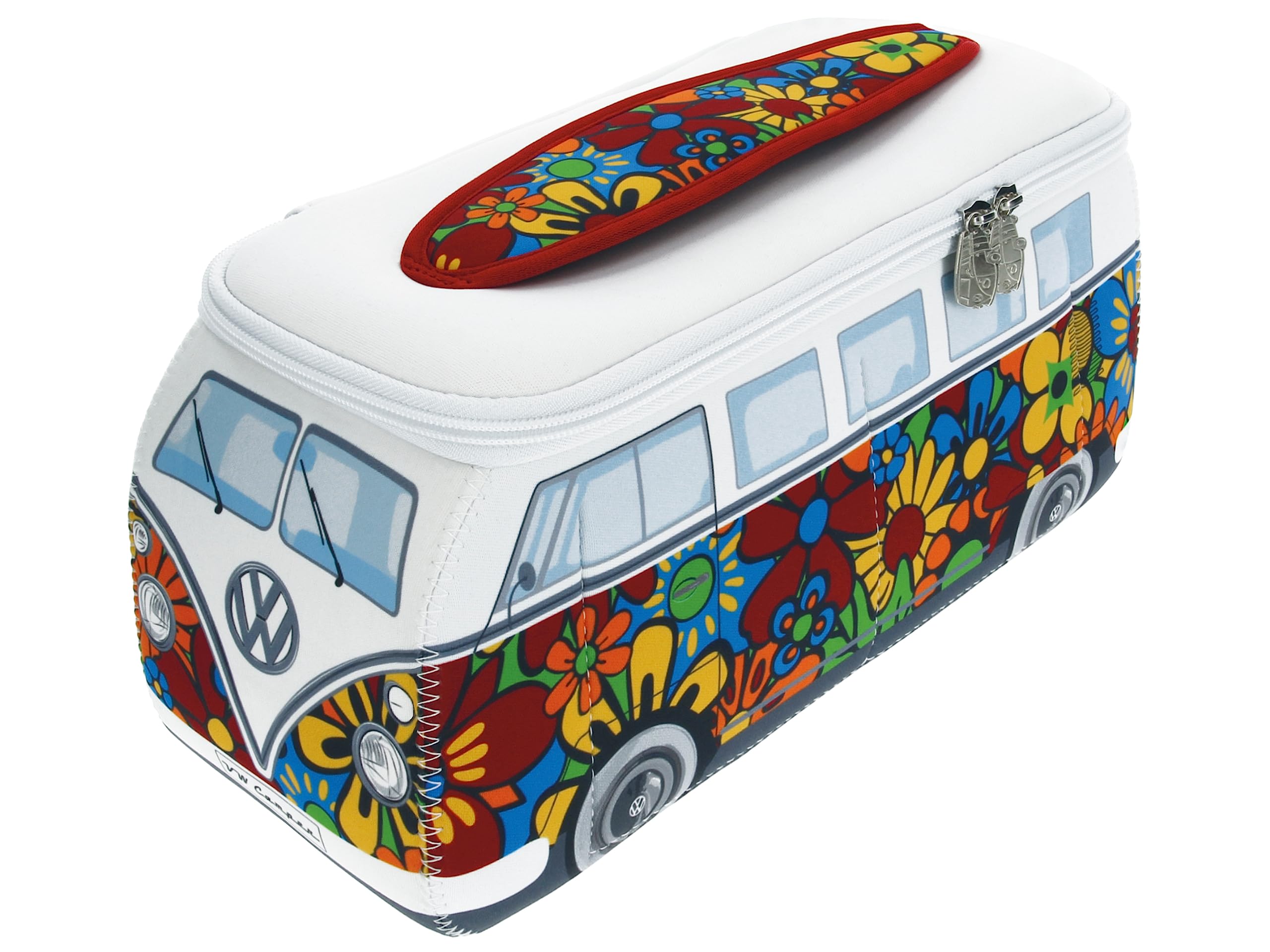 BRISA VW Collection - Volkswagen Neoprene Universal Makeup Cosmetic Travel Pharmacy Bag Pouch T1 Campervan Bus (Flower/Multi/Large)