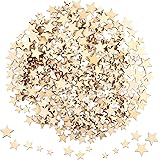 400 Pieces Mini Wooden Stars Slices Mixed Size Wooden Star Embellishments Wooden Star Shape Tags for Christmas Wedding Party 