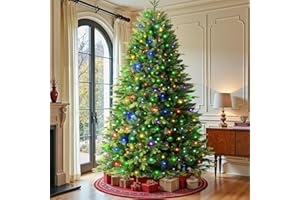 SHareconn 7ft Prelit Artificial Hinged Christmas Tree with 380 Color Changing RGB Lights(Upgraded),Remote Control,Fake Pre-Li