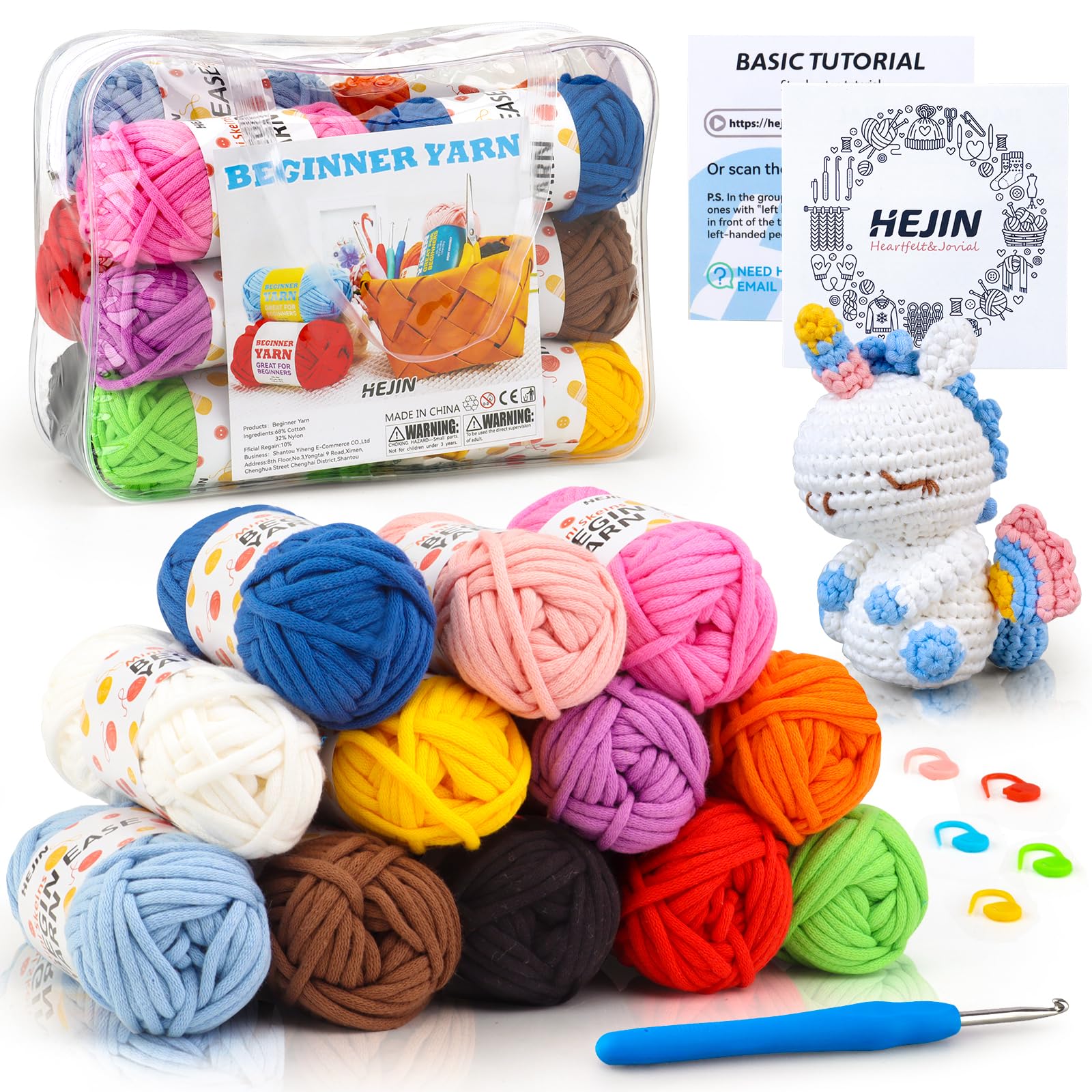 Photo 1 of 12PACK Yarn for Crocheting and Knitting - 360 Yards of Cotton Yarn for Crocheting and Knitting Mini Project; Worsted-Weight Medium #4; Cotton-Nylon Blend Yarn for Beginners Crochet Kit Making