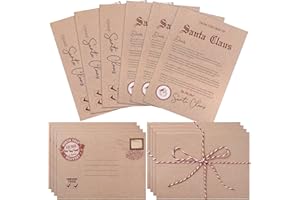 Gueevin 20 Sets of Christmas Official Santa Letter Certificate from Santa Claus Set with North Pole Envelopes and Ropes Including Nice List Certificate Envelopes Writing Letter for Mailbox Family Girl