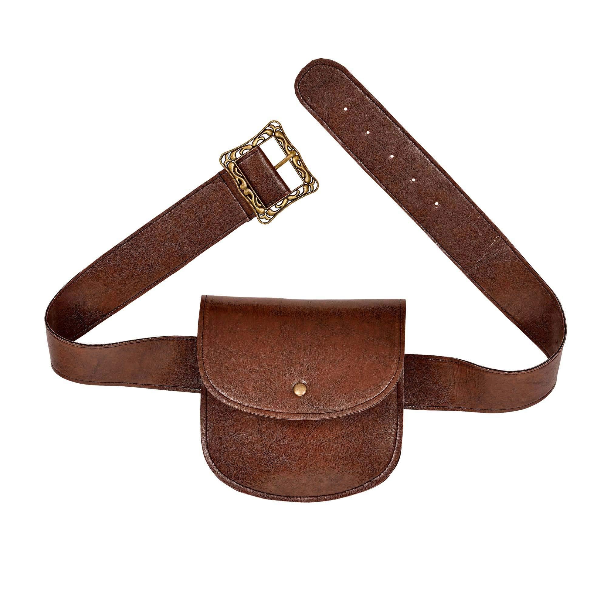 W Widmann Milano Party Fashion 09836 Belt with Leather Look Bag, Brown, Medieval Accessory, Costume, Carnival, Theme Party