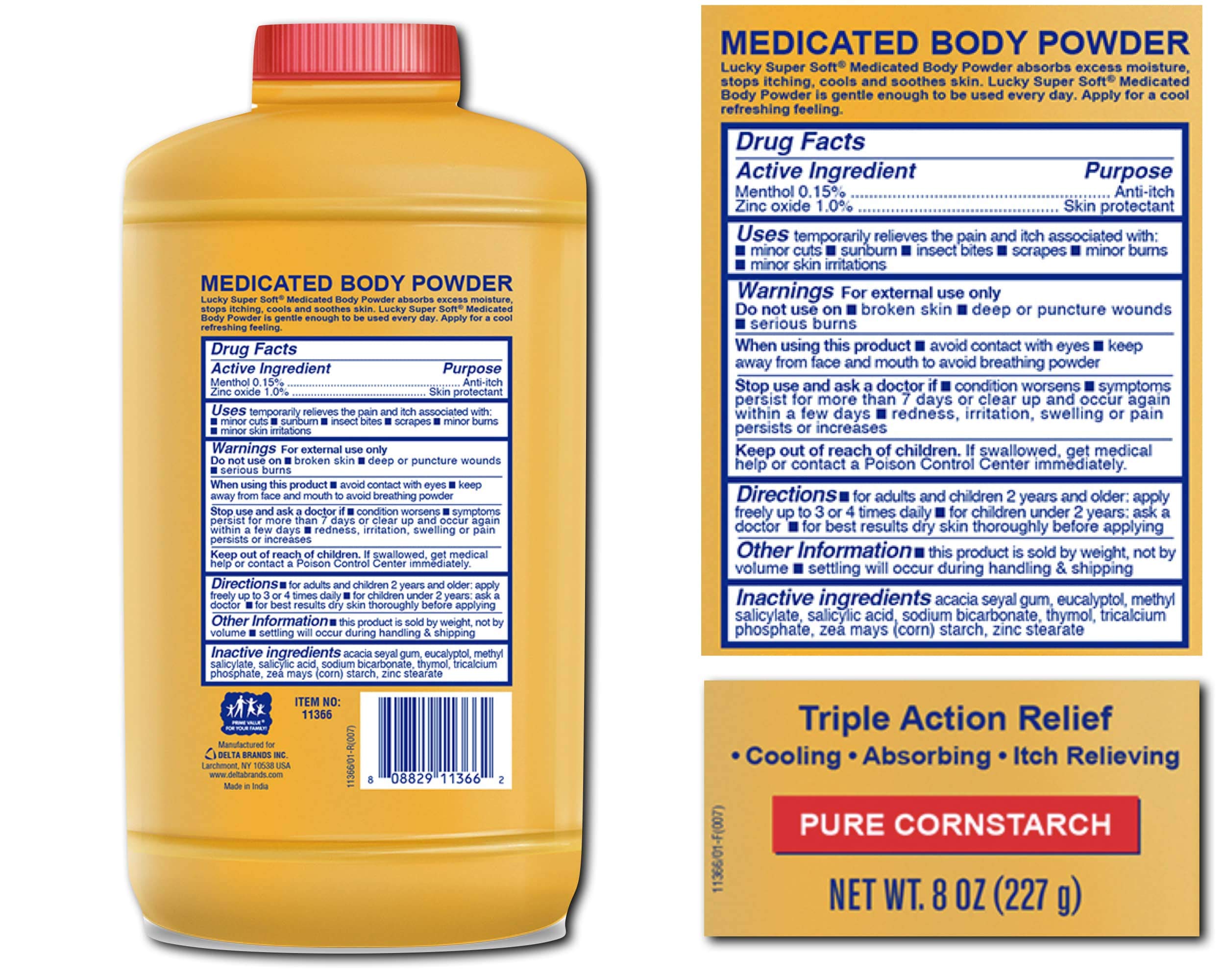 2 pc Body Powder Medicated 8 oz | Triple Action Relief 100% Talc-Free | Body Powder for Body Odor Sweat & Moisture | Medicated Protecting Powder | Anti-Itch | Skin protectant | Menthol and Zinc Oxide