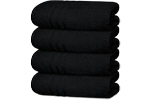 Tens Towels Pack of 4 Soft Bath Towels, 100% Cotton, 27 x 54 Inches, Lightweight & Quick-Dry, Ideal for Daily Bathroom Use, Practical & Comfortable, Black
