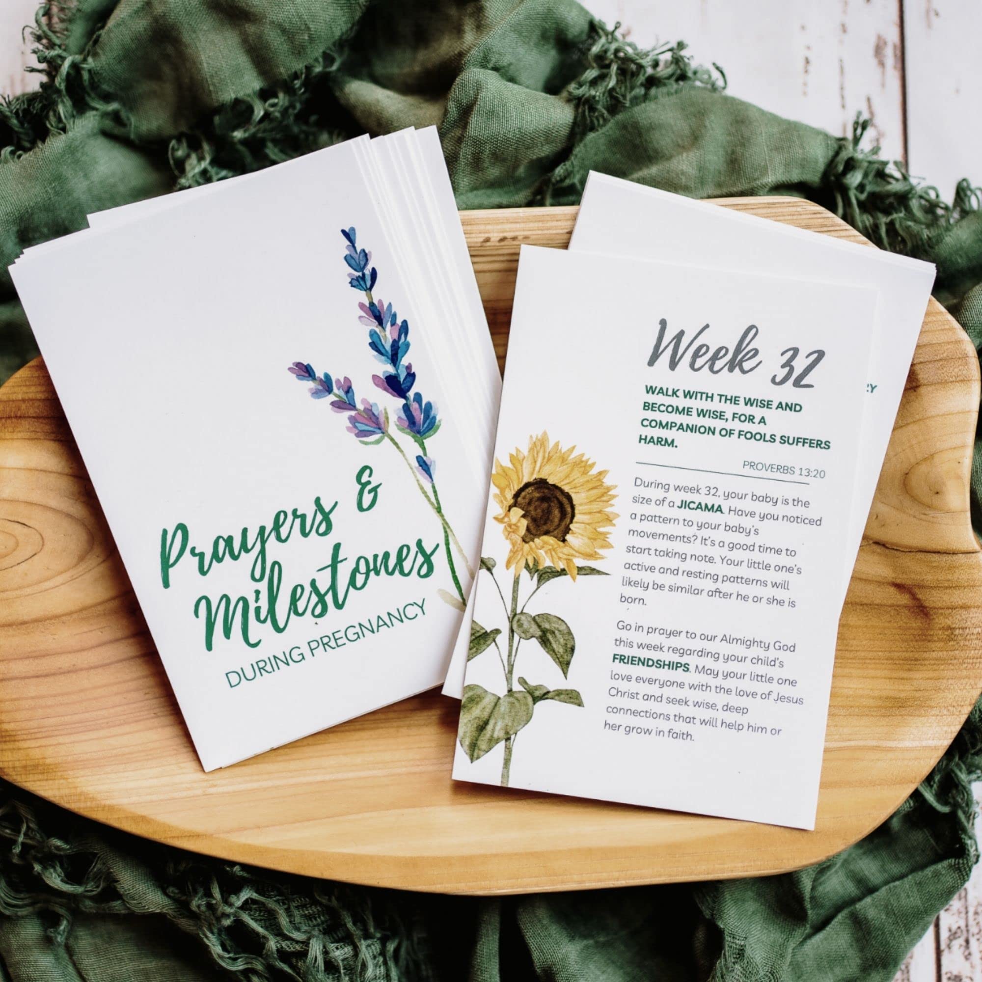 Pregnancy Prayer Cards - Weekly Milestone Cards for Expecting Mother, Congratulations Gift for First Time Mom, Must Haves and Essentials for Mom to Be