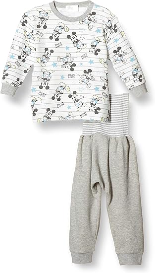 Amazon Co Jp ディズニー パジャマセット ディズニー ミッキー ミニー ストレッチ ミニ裏毛 腹巻付き パジャマ 男の子 グレー 100 服 ファッション小物