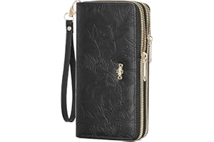 SENDEFN Wallet for Women Clutch Double Zip Around Credit Card Holder Leather Women's Wallet Large Capacity