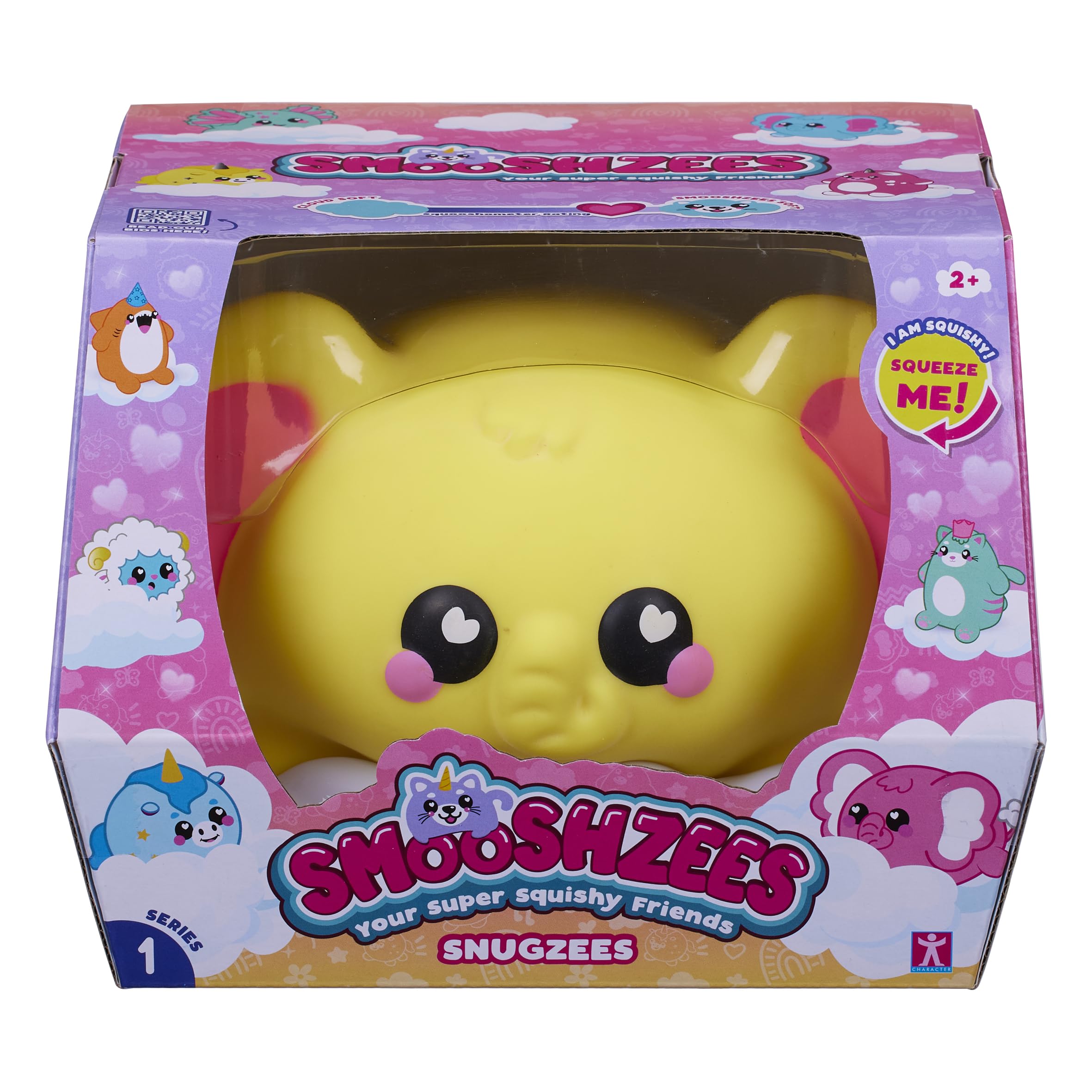 Smooshzees Snugzees, Custard, Yellow Elephant, Collectable Characters, Supersoft, Cuddly and Squishy!