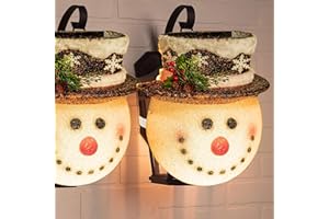 FUNPENY 2 Pack Snowman Christmas Porch Light Covers 12 Inch, Christmas Outdoor Decorations Holiday Light Covers for Porch Lights, Garage Lights, Large Light Fixtures
