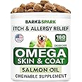 BARK&SPARK Omega 3 for Dogs - 180 Fish Oil for Dog Shedding, Skin Support - Joint Health - Skin and Coat Support - EPA & DHA
