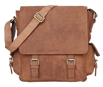 Leaderachi-100% Genuine Hunter Leather Crossbody Messenger Bag [Pavia]