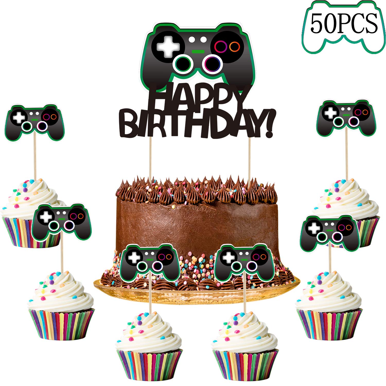 Buy 50 Pieces Video Game Cake Toppers Gaming Cupcake Toppers Gamer Cake