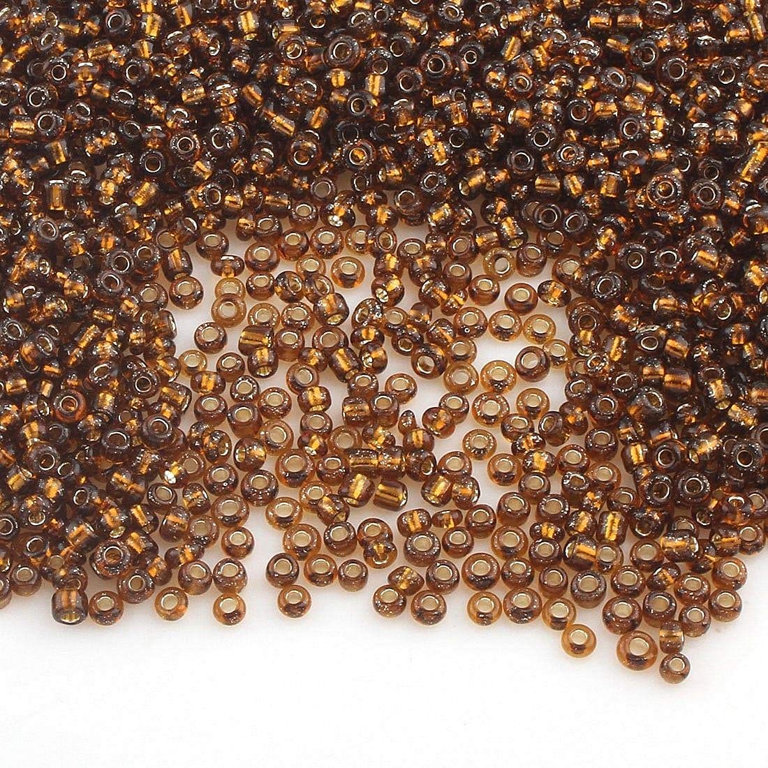 Perlin Seed Beads Glass Beads Indian Beads Seed Beads Pony Beads 2 mm 11/0 Silver Lined Seed Beads 6500 Pieces (Dark Brown)