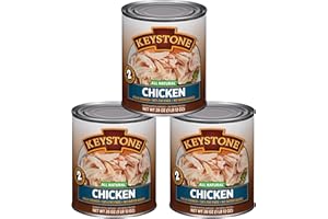 Keystone Meats All Natural Heat and Serve Canned Chicken 28 oz – Fully Cooked Canned Meat – 98% Fat Free – Shelf Stable with 5-Year Shelf Life – Premium Pantry Staple for Everyday Meals – Emergency Survival Canned Food – Ready to Eat – Gluten Free – Made in USA – Pack of 3