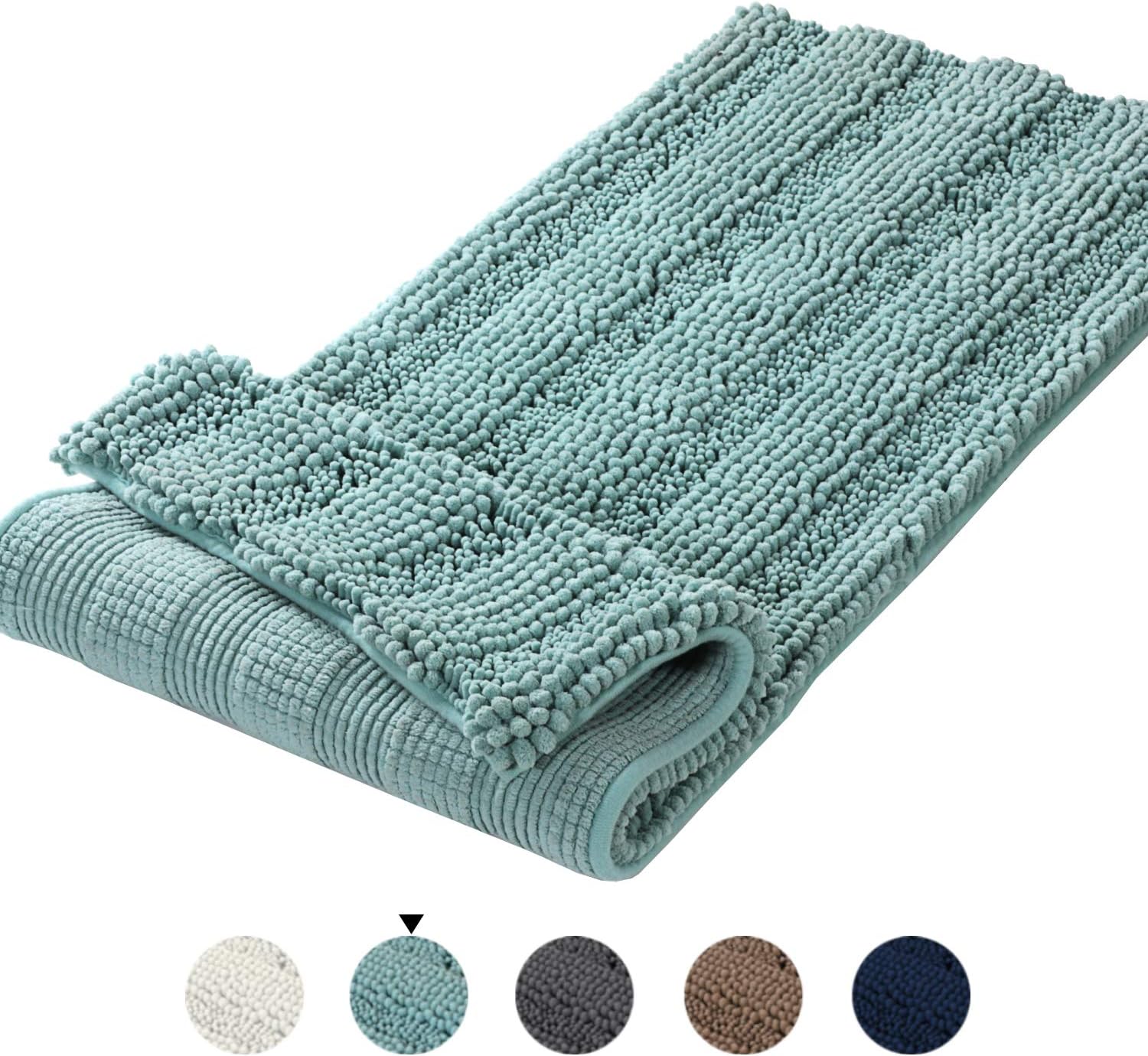 SlipResistant Washable Striped Large Shaggy Bath Mat Extra Soft and