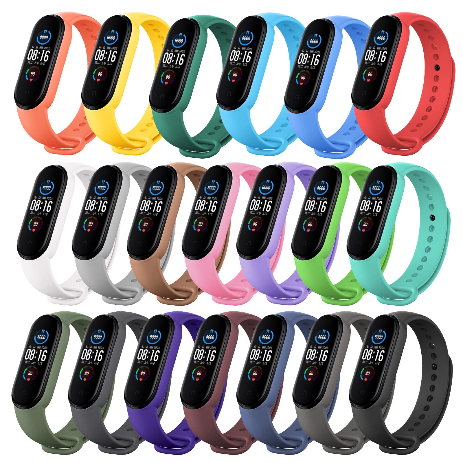 Ainiv Watchband Compatible with Mi Band 5/6-20-pack Adjustable Woven Stretchy Xiaomi Watch Straps