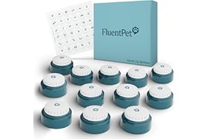FluentPet Speak Up Button 12 Pack with Clearer Upward-Facing Sound - 12 Recordable Buttons with Batteries Included & Premium Audio for Dogs & Cats - Easy-to-Press Training Dog Buttons
