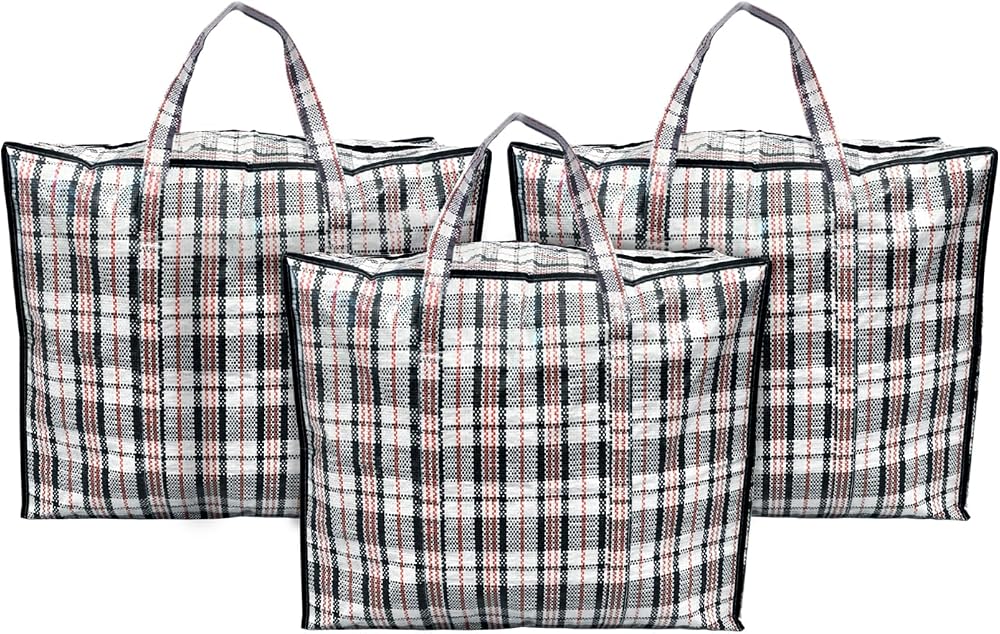 ANSIO Laundry Storage Bags Reusable 60L 25W 50H cm Pack of 3 with Zips