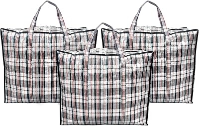 ANSIO Laundry Storage Bags Reusable 60L 25W 50H cm Pack of 3 with Zips