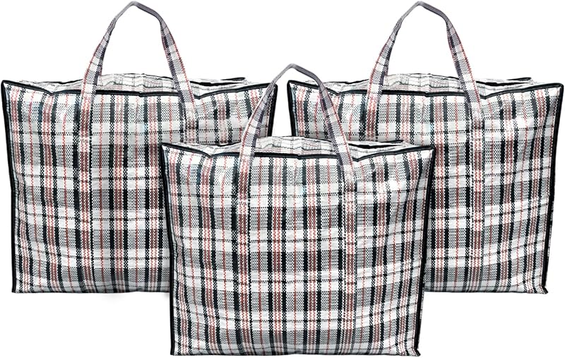 ANSIO Laundry Storage Bags Reusable 60L 25W 50H cm Pack of 3 with Zips